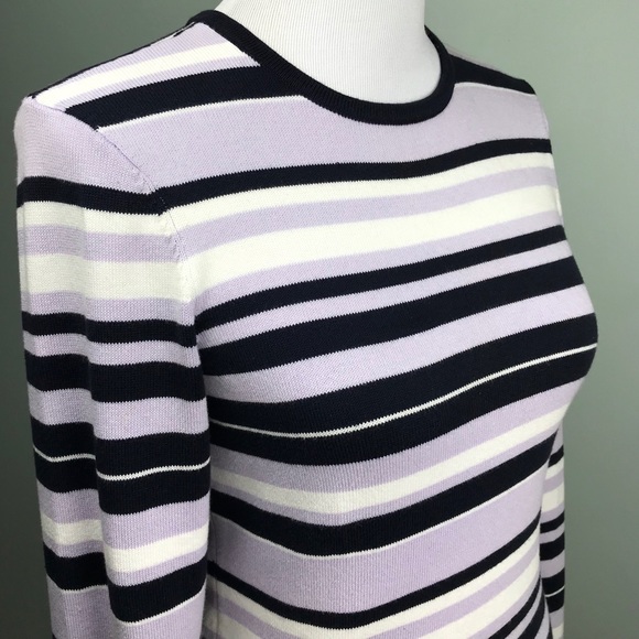 Michael Kors Purple Blue White Striped Sweater - Picture 4 of 6